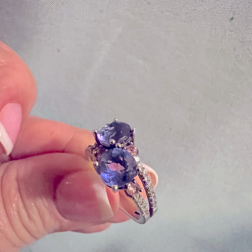 Color changing tourmaline and pink sapphire, sterling silver